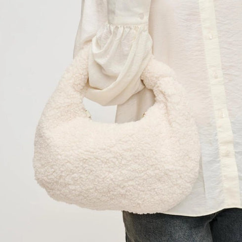 Charlene Sherpa Shearling Shoulder Bag - Urban Expressions - Ivory